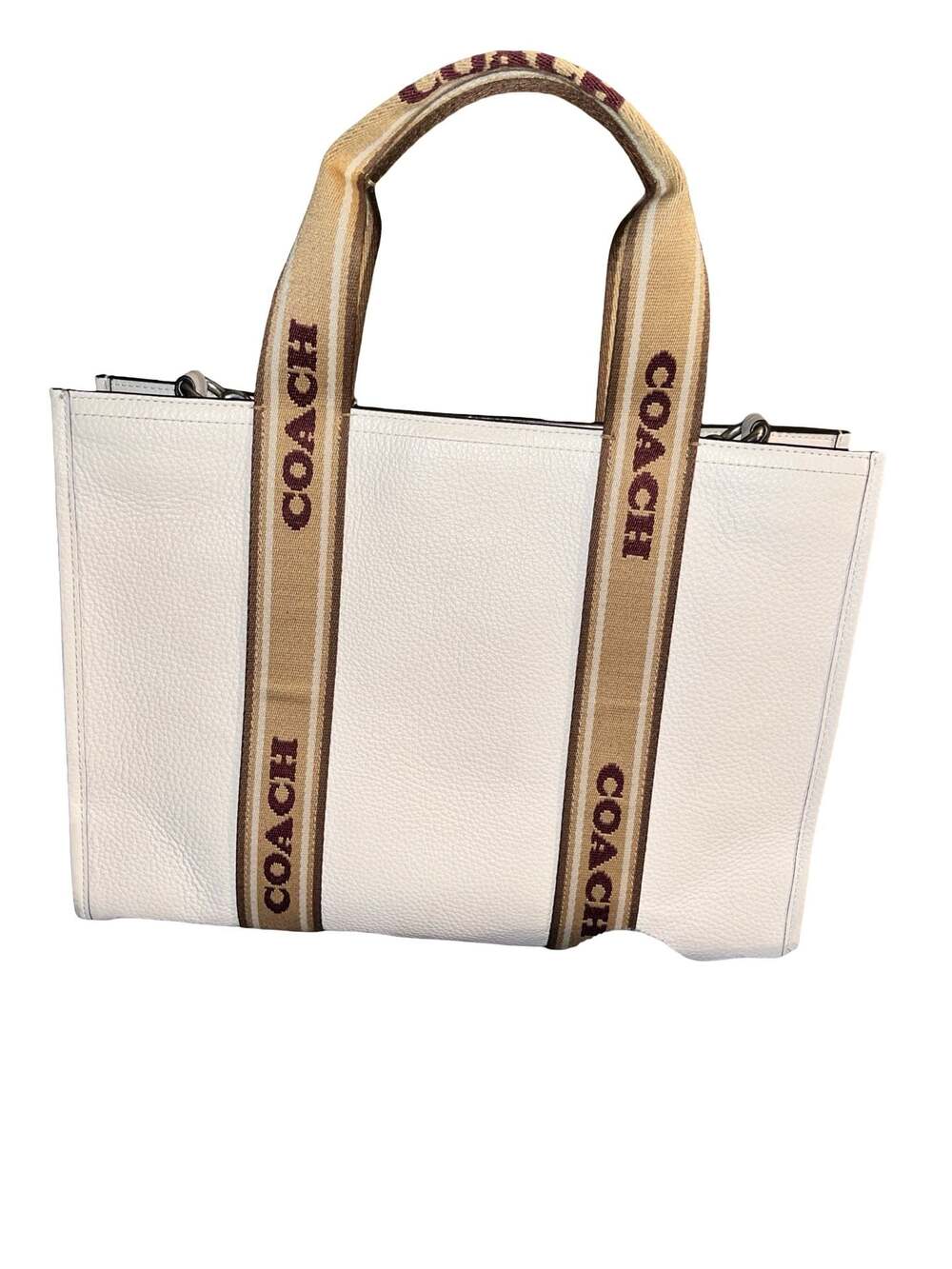 Coach Smith Tote Bag in Pebble Leather Chalk Silver Multi